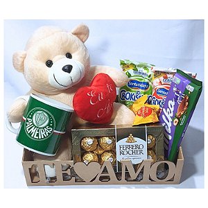 Cesta Palmeiras Presente Dia Dos Namorados Com Urso Caneca